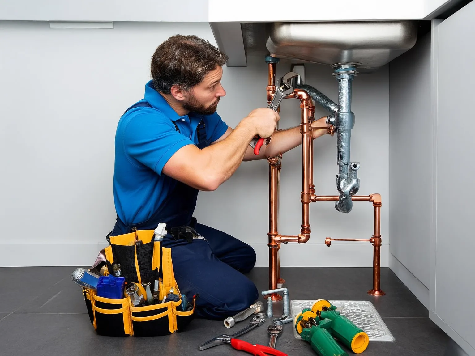 Plumber at work